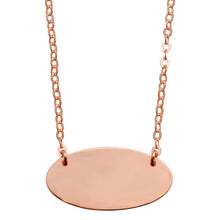 Load image into Gallery viewer, Sterling Silver Rose Gold Plated Medium Oval Disc Necklace