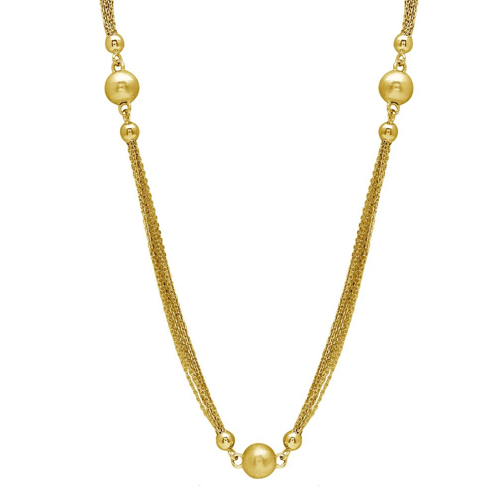 Sterling Silver GoldPlated Multi Strands Beaded Necklace