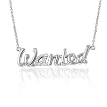 Load image into Gallery viewer, Sterling Silver Rhodium Plated CZ Word Necklace  WANTED