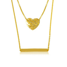 Load image into Gallery viewer, Sterling Silver Gold Plated Double Chain Heart And Bar Necklace