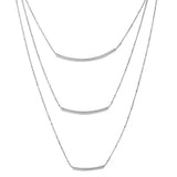 Sterling Silver Rhodium Plated 3 Bar Necklace