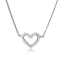 Load image into Gallery viewer, Sterling Silver Rhodium Plated CZ Open Heart Necklace
