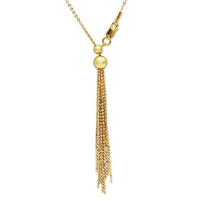 Sterling Silver Gold Plated Adjustable Multi Strands Beaded Drop Necklace