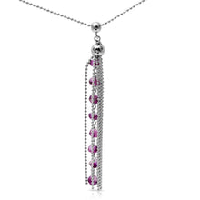 Load image into Gallery viewer, Sterling Silver Rhodium Plated Bead Chain with Dropped Purple Bead Necklace