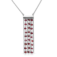 Load image into Gallery viewer, Sterling Silver Rhodium Plated Bead Chain Necklace with Dropped Dark Red Beads Necklace