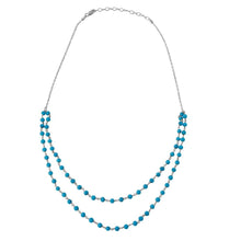 Load image into Gallery viewer, Sterling Silver Rhodium Plated Double Strand Turquoise Bead Necklace