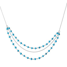 Load image into Gallery viewer, Sterling Silver Rhodium Plated Triple Strand Turquoise Bead Necklace