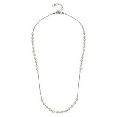 Sterling Silver Rhodium Plated Synthetic Pearl Beads Necklace