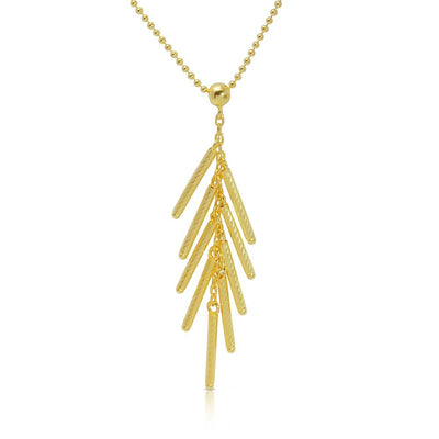 Sterling Silver Gold Plated Bead Chain with Dropped Matte BarNecklace