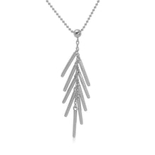 Load image into Gallery viewer, Sterling Silver Rhodium Plated Bead Chain with Dropped Matte Bar Necklace