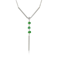 Load image into Gallery viewer, Sterling Silver Rhodium Plated DC Bead Chain with Dangling Green Beads