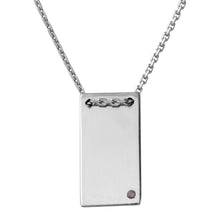 Load image into Gallery viewer, Sterling Silver Rhodium Plated Engravable Rectangular Shaped Necklace with CZ
