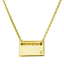 Load image into Gallery viewer, Sterling Silver Gold Plated Engravable Small Rectangle Shaped Necklace with CZ