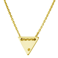 Load image into Gallery viewer, Sterling Silver Gold Plated Engravable Diamond Shaped Necklace with CZ