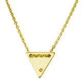 Sterling Silver Gold Plated Engravable Diamond Shaped Necklace with CZ