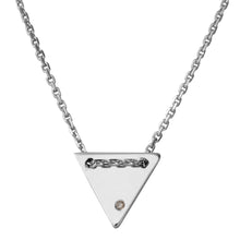 Load image into Gallery viewer, Sterling Silver Rhodium Plated Engravable Diamond Shaped Necklace with CZ