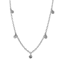 Load image into Gallery viewer, Sterling Silver Rhodium Plated Dangling 5 Confetti Necklace