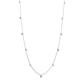 Sterling Silver Rhodium Plated Dangling Circle Confetti Long Necklace