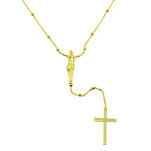 Load image into Gallery viewer, Sterling Silver Gold Plated Crucifix Rosary Necklace