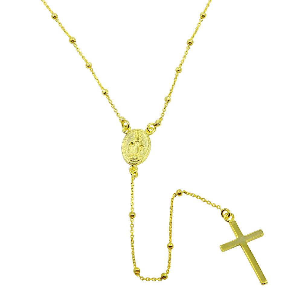 Sterling Silver Gold Plated Rosary Beaded Necklace