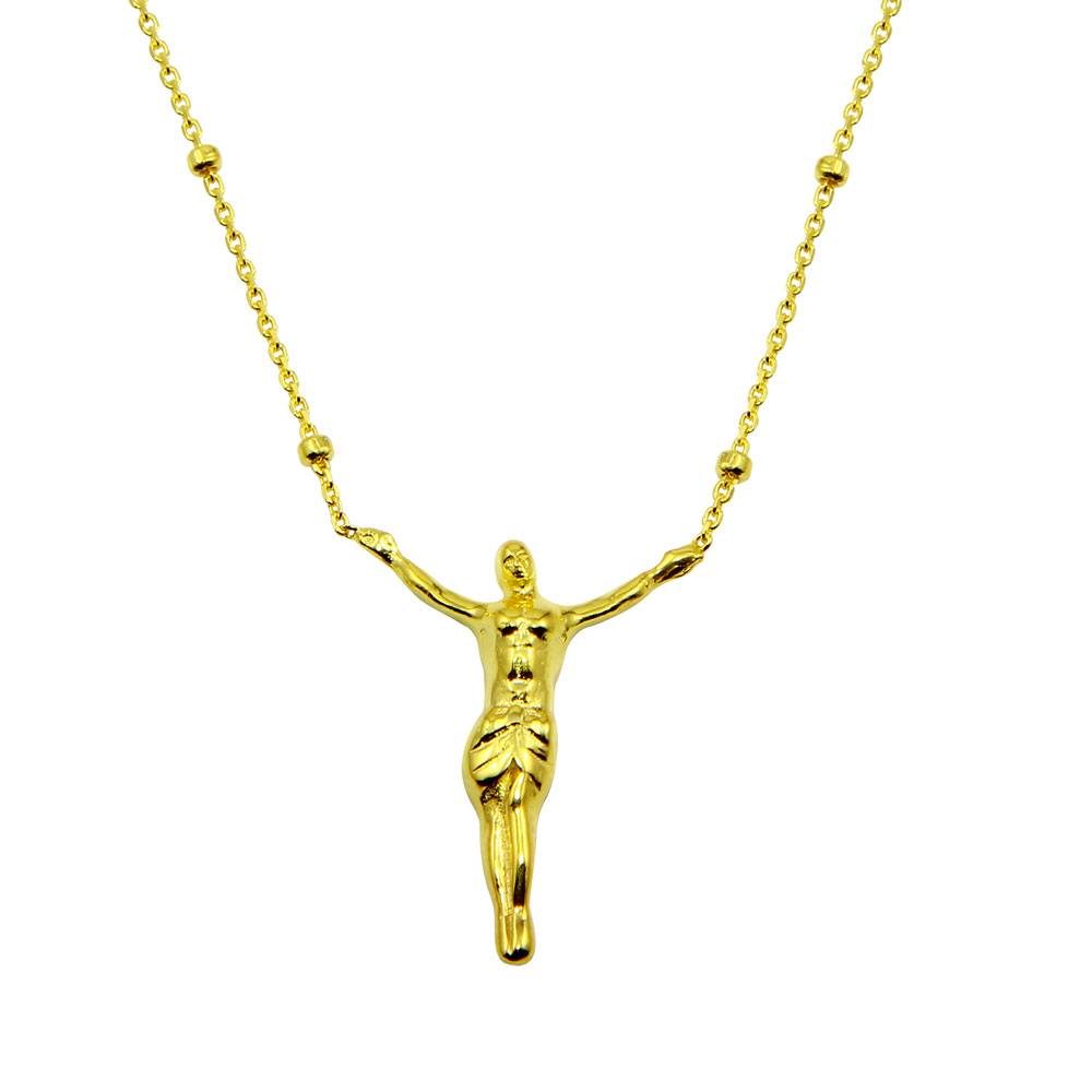 Sterling Silver Gold Plated Religious Beaded Necklace