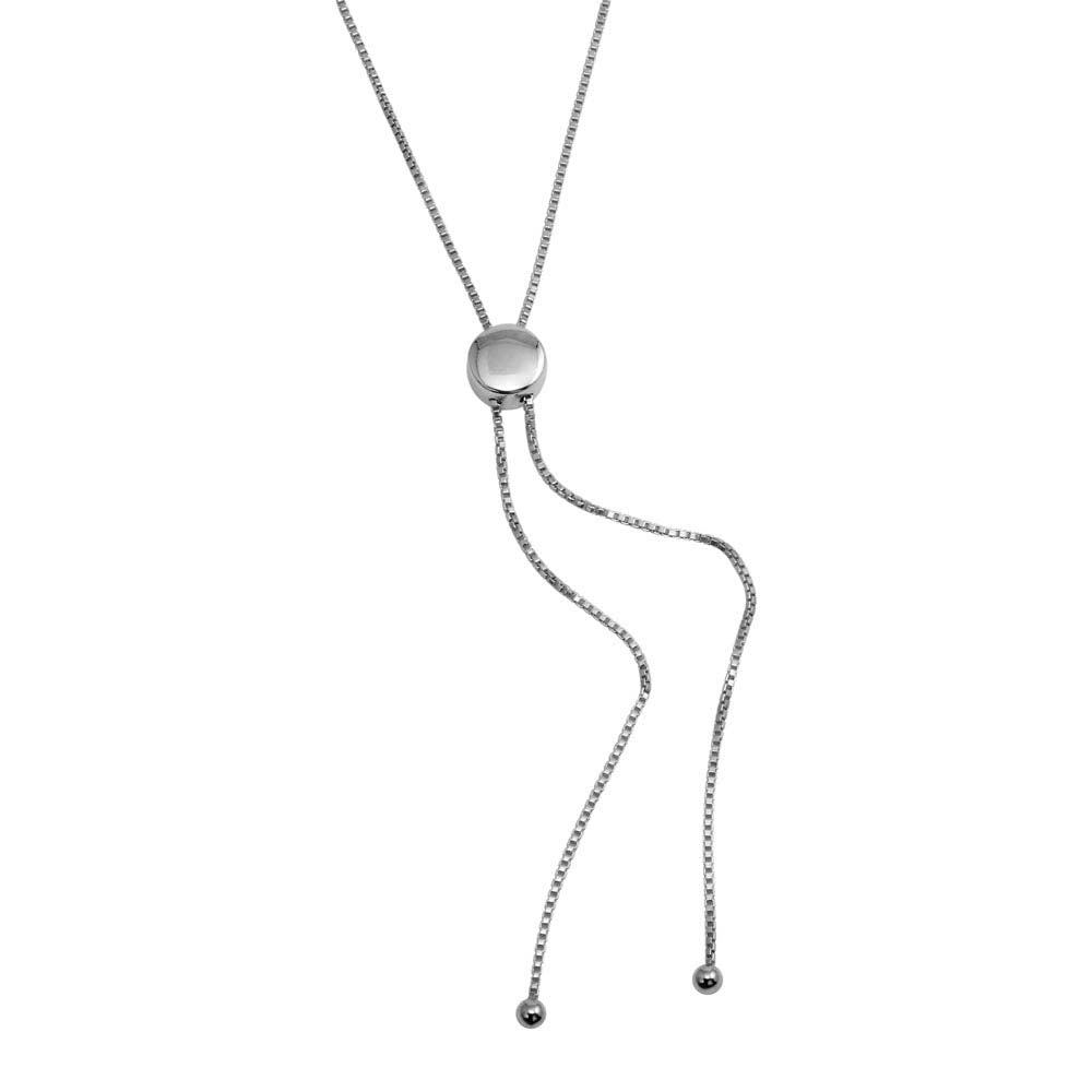 Sterling Silver Rhodium Plated Adjustable Box Slider Chain