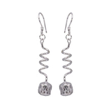 Load image into Gallery viewer, Sterling Silver  Rhodium Plated Dangling Twisted Wire Hanging Ball Chandelier Hook Earring With CZ Stones
