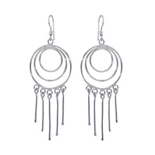 Load image into Gallery viewer, Sterling Silver  Rhodium Plated Multiple Graduated Open Circle Wire Dangling Hanging Teardrop Hook Earrings