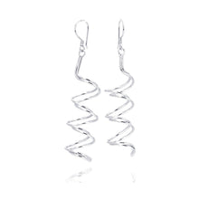 Load image into Gallery viewer, Sterling Silver Rhodium Plated  Doubler Dangling Spiral Hook Earring