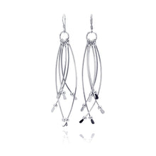 Load image into Gallery viewer, Sterling Silver Rhodium Plated Multiple Crossed Dangling Wire Wide Teardrop Hook Earring