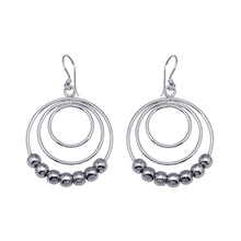 Load image into Gallery viewer, Sterling Silver Rhodium Plated  Open Multiple Graduate Circle Dangling Chandelier Hook Earrings