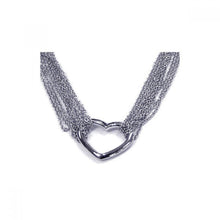 Load image into Gallery viewer, Sterling Silver Multi Strand Necklace with High Polished Open Heart Pendant