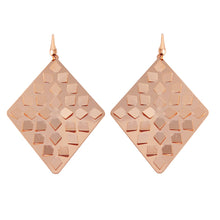 Load image into Gallery viewer, Sterling Silver Rose Gold Plated Diamond Hook Earrings with Heart Shapes Design and Earring Dimensions of 53MMx43MM