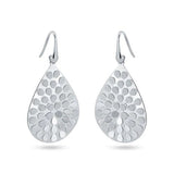 Sterling Silver Rhodium Plated Pear Shape Earrings