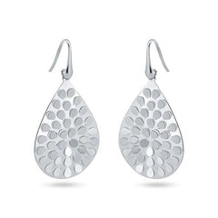 Sterling Silver Rhodium Plated Pear Shape Earrings