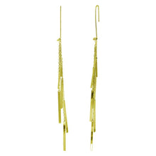 Load image into Gallery viewer, Sterling Silver Gold Plated Dangling Chain Bars Earrings