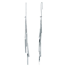 Load image into Gallery viewer, Sterling Silver Rhodium Plated Dangling Chain Bars Earrings