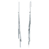 Sterling Silver Rhodium Plated Dangling Chain Bars Earrings