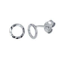 Load image into Gallery viewer, Sterling Silver Rhodium Plated DC Flat Open Circle Earrings