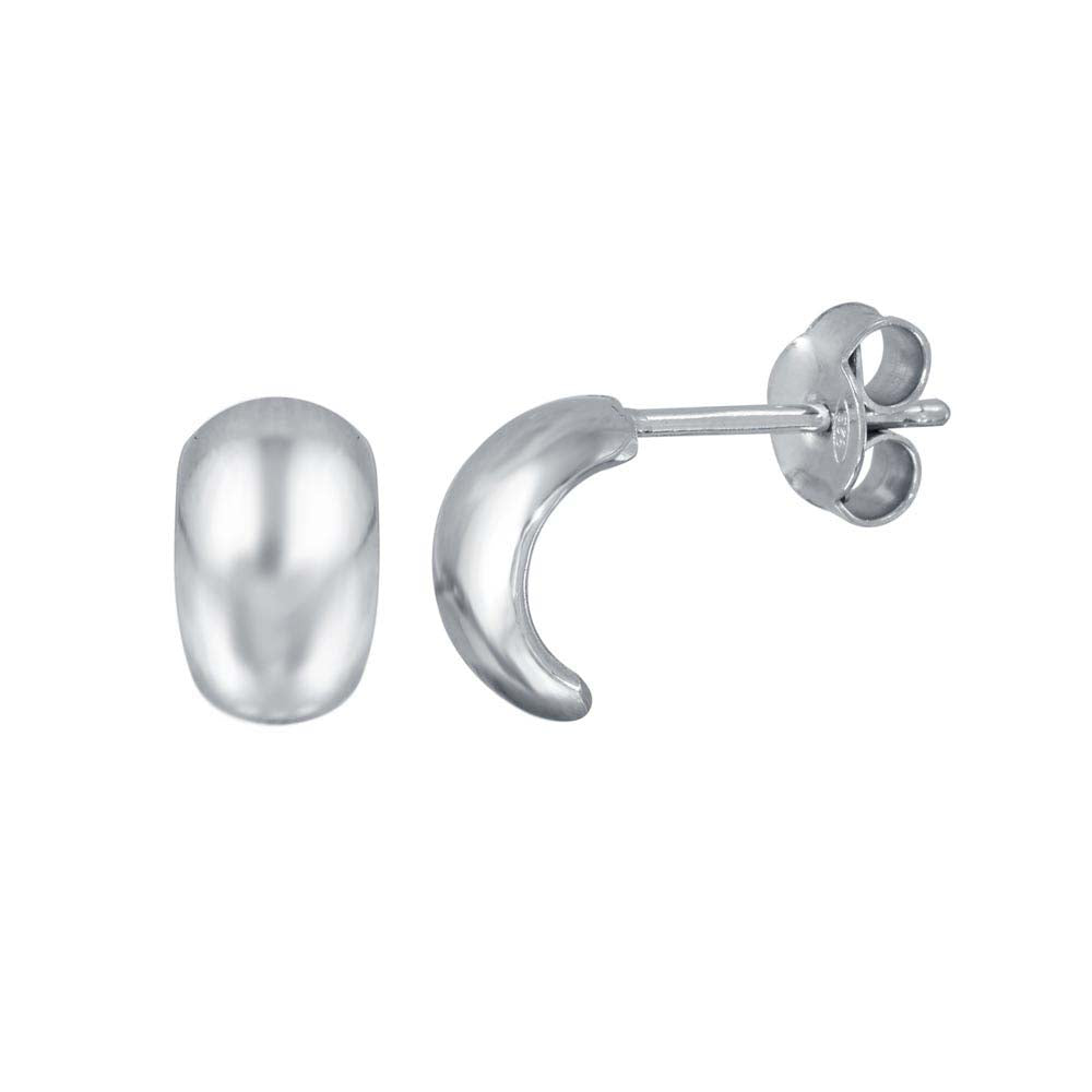 Sterling Silver Rhodium Plated Semi Hoop Earrings