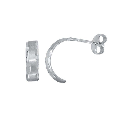 Sterling Silver Rhodium Plated DC Border Semi Hoop Earrings
