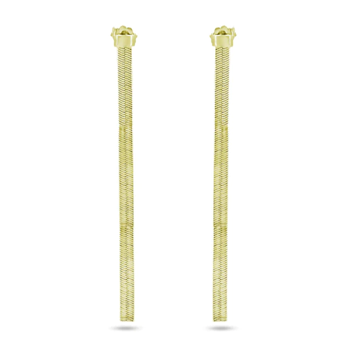 Sterling Silver Gold Plated Herringbone Dangling Stud Earrings