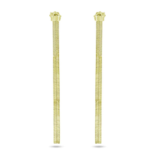 Load image into Gallery viewer, Sterling Silver Gold Plated Herringbone Dangling Stud Earrings