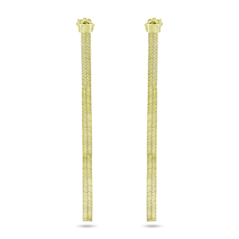 Sterling Silver Gold Plated Herringbone Dangling Stud Earrings