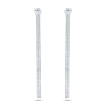 Load image into Gallery viewer, Sterling Silver Rhodium Plated Herringbone Dangling Stud Earrings