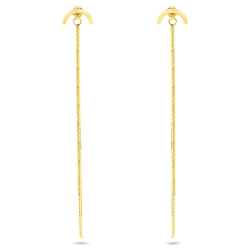 Sterling Silver Gold Plated Multi Herringbone Dangling Crescent Stud Earrings
