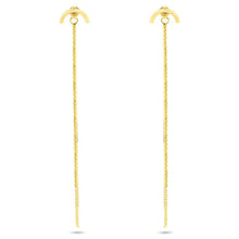 Load image into Gallery viewer, Sterling Silver Gold Plated Multi Herringbone Dangling Crescent Stud Earrings