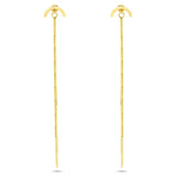 Sterling Silver Gold Plated Multi Herringbone Dangling Crescent Stud Earrings