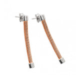 Sterling Silver Rose Gold Plated Stylish Dangling Long Stud Earrings with Friction Back Post
