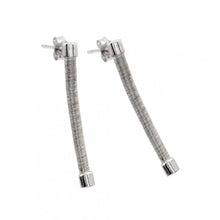 Load image into Gallery viewer, Sterling Silver Rhodium Plated Stylish Double Dangling Long Stud Earrings with Friction Back Post